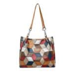 🥳 👜Modna torba typu tote z geometrycznym wzorem i dużą pojemnością - obrazek 15