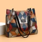 🥳 👜Modna torba typu tote z geometrycznym wzorem i dużą pojemnością - obrazek 9