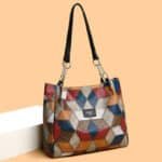 🥳 👜Modna torba typu tote z geometrycznym wzorem i dużą pojemnością - obrazek 11